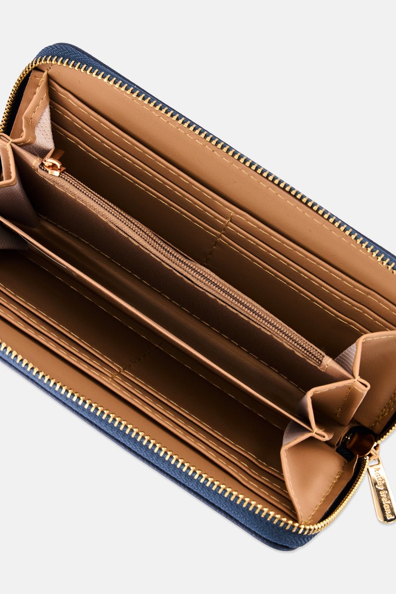 Kathy Ireland Women Brand Logo Zip Around Wallet, Dusty Blue - Image 2